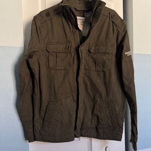 Abercrombie & Fitch Men's Dark Green Military Jacket XXL